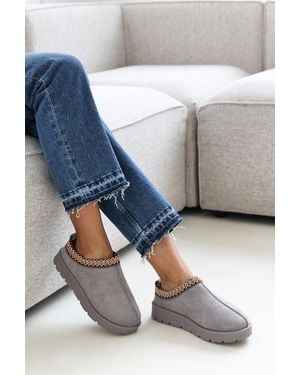 Where's That From 'Pine' Aztec Detail Faux Fur Lining Mini Boots - Blue