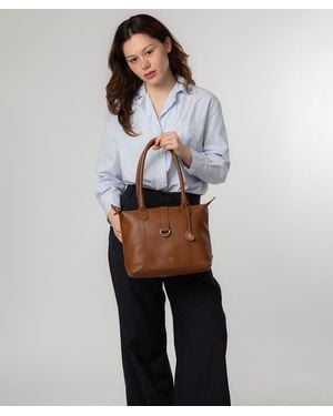 NiNa Amora 'Luana' Tan Leather Tote Bag - Grey