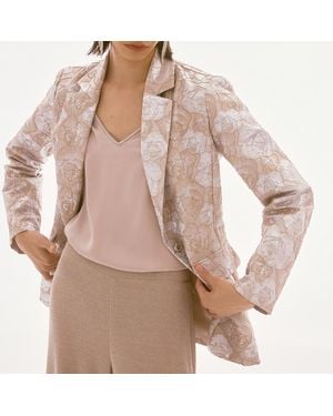 Joseph Ribkoff Champagne Floral Blazer - Brown