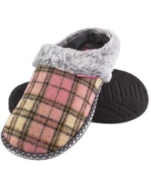 Dunlop Ladies Cosy Memory Foam Open Back Knitted Slippers - Pink