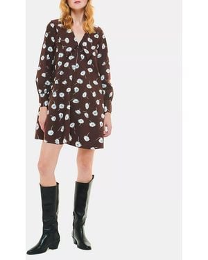 Whistles Floral Poplin Cotton Blend Mini Dress - Black