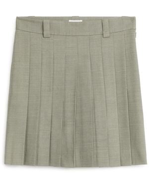 ARKET Pleated Mini Skater Skirt - Green
