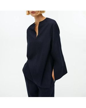 ARKET Pinstriped Wool Blend Shirt - Blue