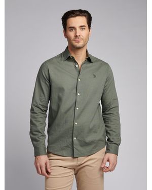 U.S. POLO ASSN. U. Polo Assn. Khaki Linen Blend Shirt - Grey