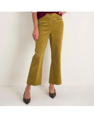 Wyse Mustard Liana Pin Cotton Cord Trousers - Green