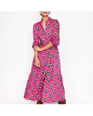 Boden Fuschia Willow Tiered Printed Dress - Pink