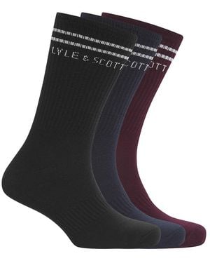 Lyle & Scott Burgundy/ Donaldson Socks - Blue