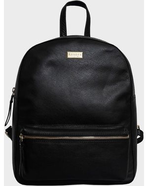 Assots London 'eden' Black Full Grain Small Leather Zip Top Backpack