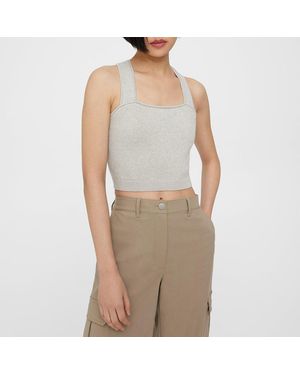 Theory Cropped Cashmere Blend Tank Top - Grey