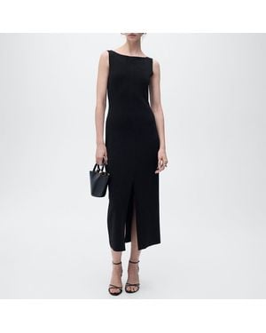 Mango Boat Neck Knitted Dress - Black