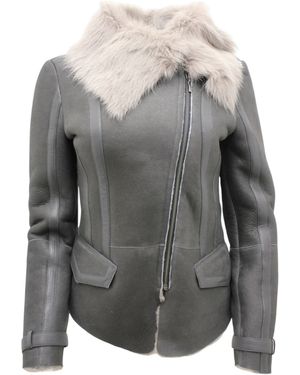 Infinity Leather Shearling Toscana Flying Jacket-Polegate - Grey