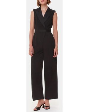 Whistles Edie Wool Blend Tuxedo Jumpsuit - Black