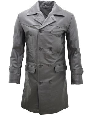 Infinity Leather 3/4-Length Cowhide Leather Peacoat-Edmonton - Grey