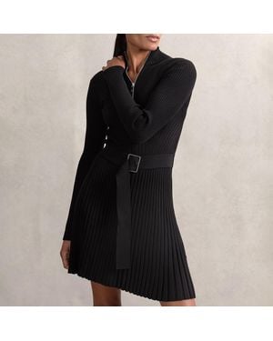 Reiss Vienna Zip Knitted Dress - Black