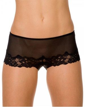 CAMILLE 3 Pack Sheer Mesh Lace Boxers - Black