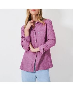 Crew Linen Blend Shirt - Purple