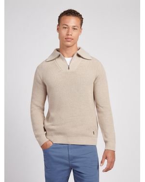 U.S. POLO ASSN. U. Polo Assn. Half Cardigan Stitch Knit Sweatshirt - Natural