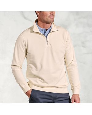 Brook Taverner Brolin Ecru Garment Dyed Zip Neck Sweatshirt - Natural