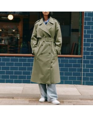 Albaray Khaki Double Breasted Classic Trench Coat - Green