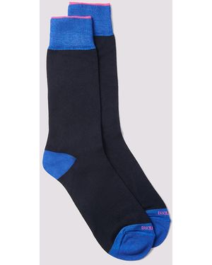 Duchamp Contrast Heel Cotton Blend Socks - Blue