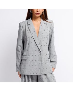 Little Mistress And Diamanté Blazer - Grey