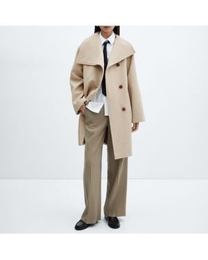 Mango Camel Conguito Wool Blend Coat - Natural