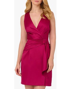Adrianna Papell Satin Drape Mini Dress - Red