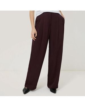 Jigsaw Burgundy Satin Wide Leg Trousers - Purple