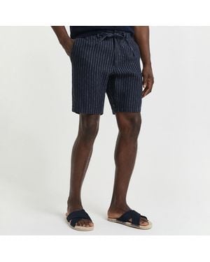 GANT Linen Pinstripe Shorts - Blue