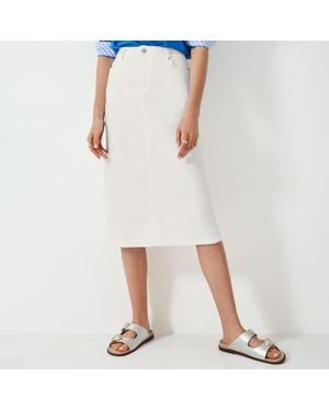 Crew Cream Mia Denim Midi Skirt - White