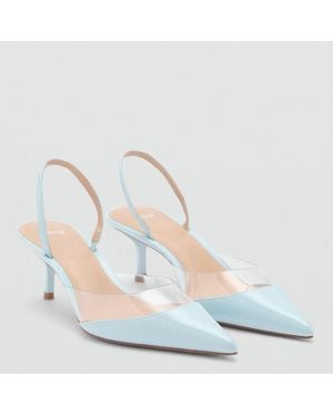 Mango Heeled Shoes With Vinyl Panel - Blue