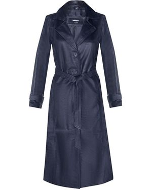Infinity Leather Full Length Trench Coat-Alhambra - Blue