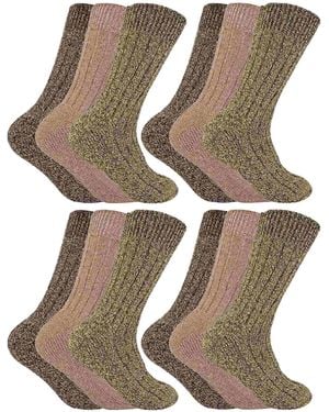 Sock Snob 12 Pairs Winter Warm Wool Blend Hiking Socks For Boots - Brown