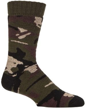 Country Pursuit Camo Thermal Wool Walking Socks Cushioned Hiking Boot Socks - Brown