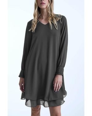 James Lakeland Long Sleeve Charcoal Wave Hem Dress - Black
