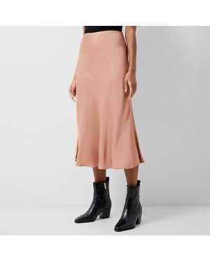 French Connection Mocha Satin Midi Skirt - Orange
