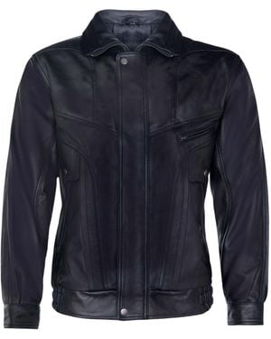 Infinity Leather Harrington Bomber Leather Jacket-Cheshunt - Blue