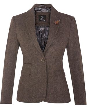 TruClothing Tweed 1920S Herringbone Blazer - Brown