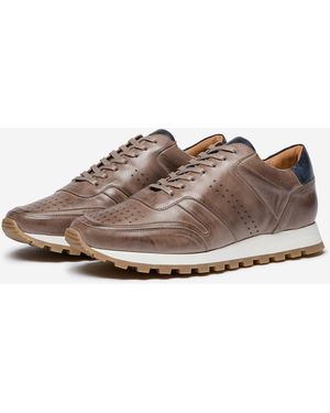 Oliver Sweeney Hand Finished Calf Leather Retro Trainers - Brown