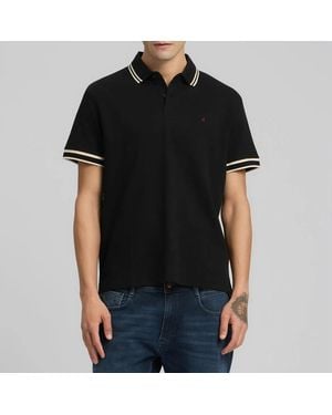Replay Stripe Trim Polo Shirt - Black