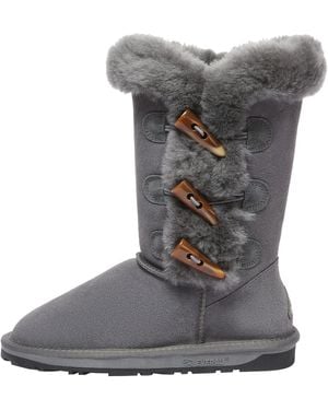 EVER AU Ashy Horn Toggle Buttons Tall Boots - Grey