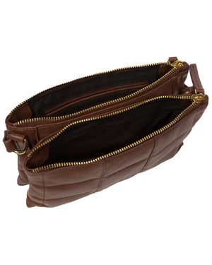 Pure Luxuries 'Carmen' Dark Tan Leather Cross Body Bag - Brown