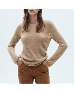 Mango Camel Boat Neck Jumper - Brown