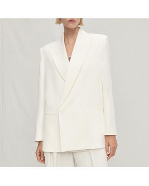 Mango Double-Breasted Blazer - White