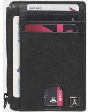 Assots London Lynn' Real Leather Slim Credit Cardholder Case - Black