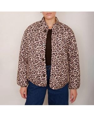 Wyse Leopard Shannon Reversible Borg Jacket - Natural