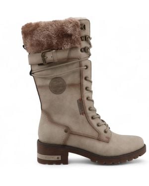 Mustang Off Mid-Calf Faux Fur Winter Combat Boots - Brown