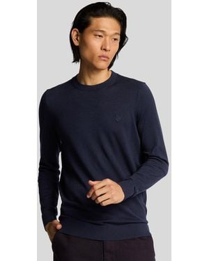 Lyle & Scott Superfine Cotton Crew Neck Jumper - Blue