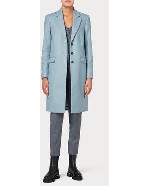 Paul Smith Light Cashmere-Wool Blend Coat - Blue