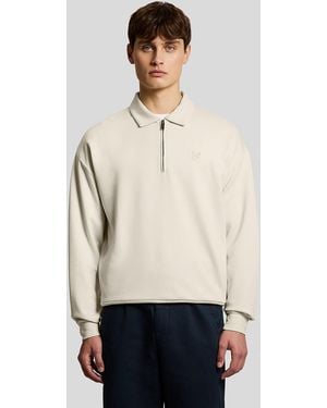 Lyle & Scott 1/4 Zip Collar Sweatshirt - White